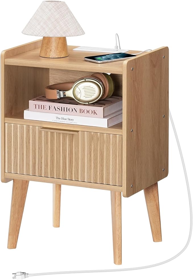 Fluted Nightstand, End Table, Small Modern Bedside Table by MAHANCRIS