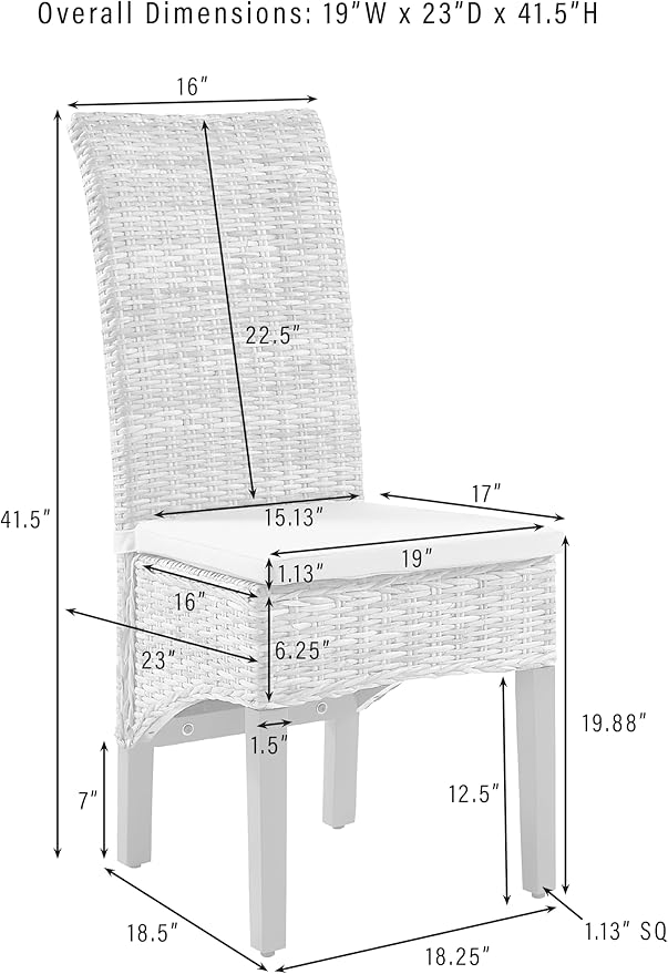 Crosley Furniture Edelyn Natural Rattan Dining Chairs Set of 2, Farmhouse - Image 3