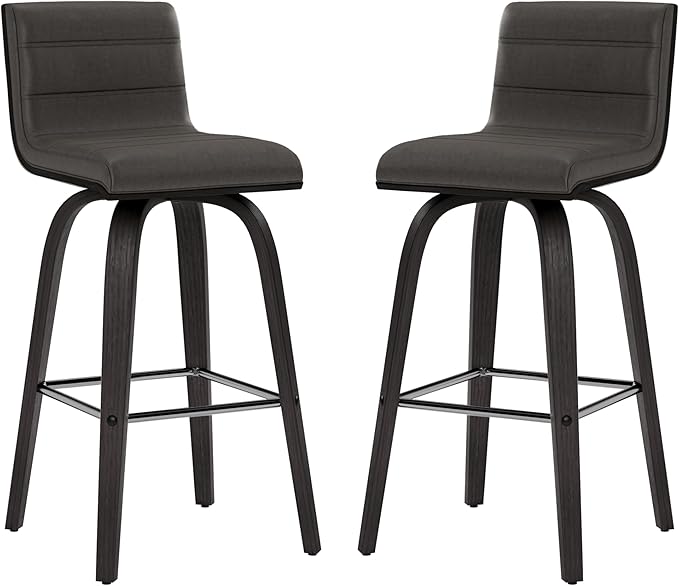 Armen Living Vienna 26" Swivel Counter Stool in Black Wood Finish - Image 10