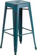 Flash Furniture Kai Commercial Grade 30" High Backless Distressed Kelly by FlashFurniture