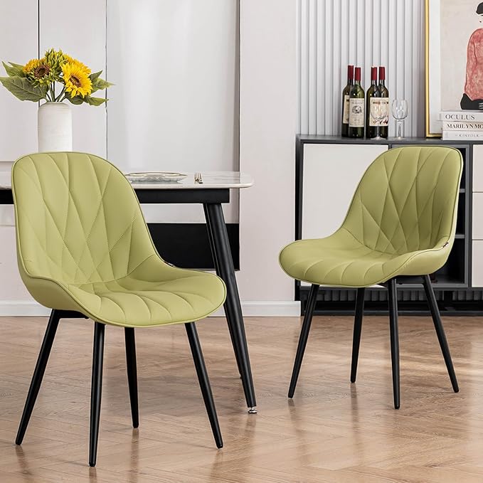 Rowill Modern Dining Chairs Set of 2 Upholstered Faux Leather Kitchen Chairs by Rowill