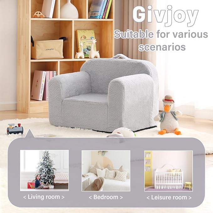 Toddler Chair Plush Kids Couch, Comfy Kids Sofa Toddler Lounger Chair - Image 7