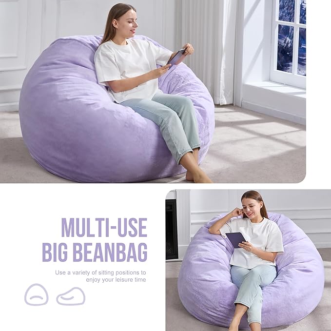Hobestluk 5ft Bean Bag Chairs for Adults Large Beanbag Chair - Image 5