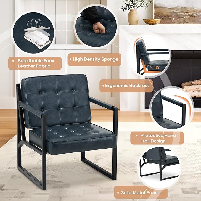 COLAMY Accent Chairs Set of 2, Modern Accent Arm Chairs - Image 4