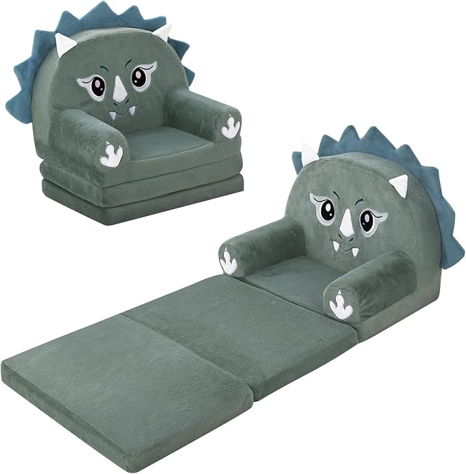 Kids Couch Comfy Foldable Kids Sofa to Lounger 2 in 1 Toddler Chair Plush Baby by Decalsweet