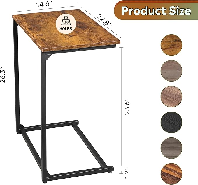WLIVE C-Shaped End Table, Small Side Tables - Image 3