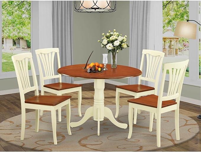 East West Furniture DLAV5-BMK-W 5 Piece Kitchen Table Set - Image 2