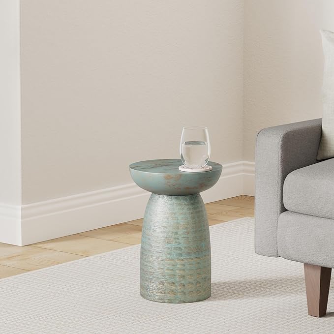 SIMPLIHOME Boyd 13-inch Wide Solid Mango End Table in Teal Wash, - Image 2