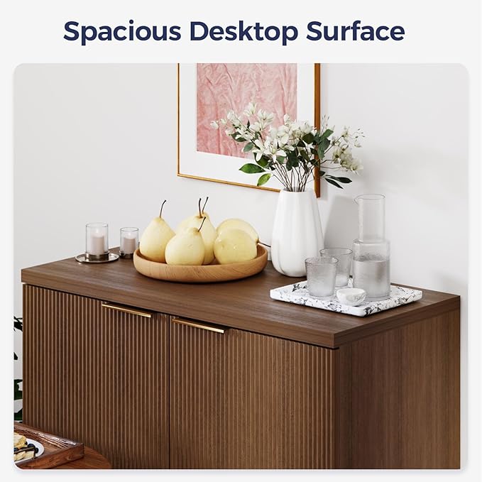 Fluted Buffet Cabinet – Modern Wood Sideboard - Image 3