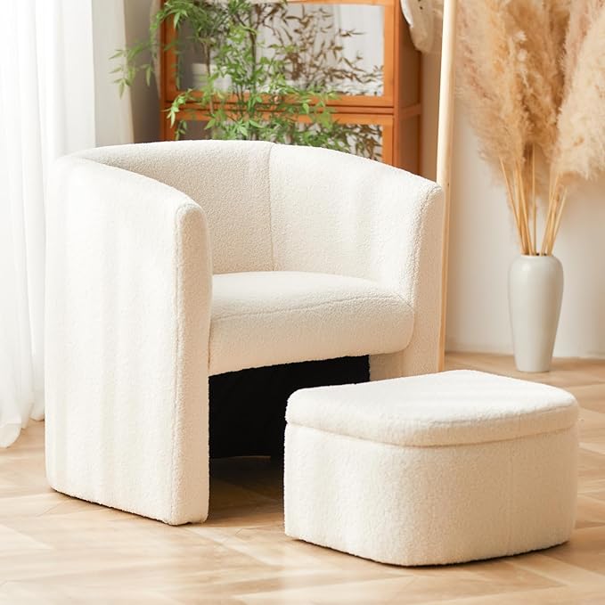 COLAMY Upholstered Sherpa Barrel Accent Chair by COLAMYINC