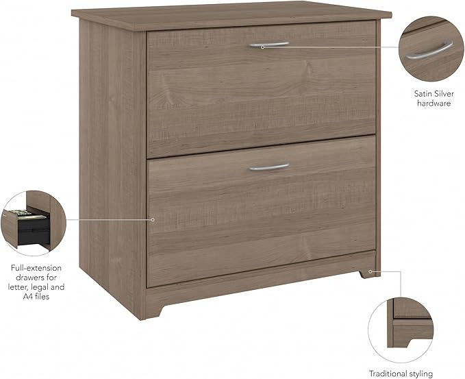 Bush Furniture Cabot 2 Drawer Lateral File Cabinet in Ash Gray, Home Office - Image 6