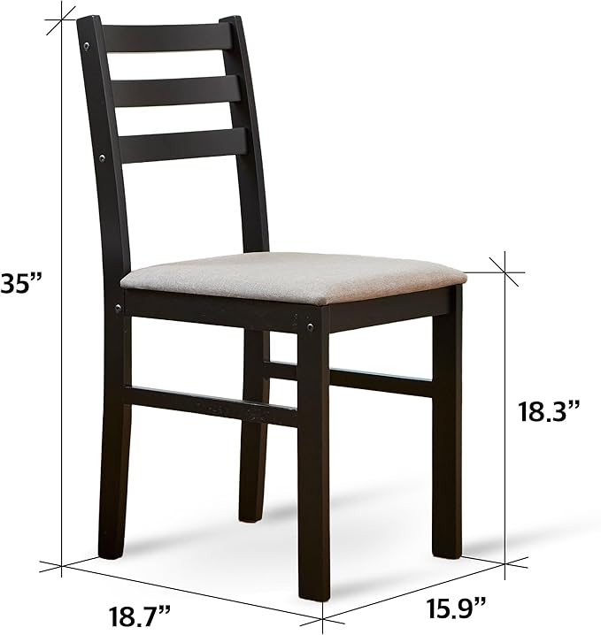 Livinia Seattle Modern Farmhouse Kitchen Dining Room Chair Set of 2, Solid Wood - Image 3