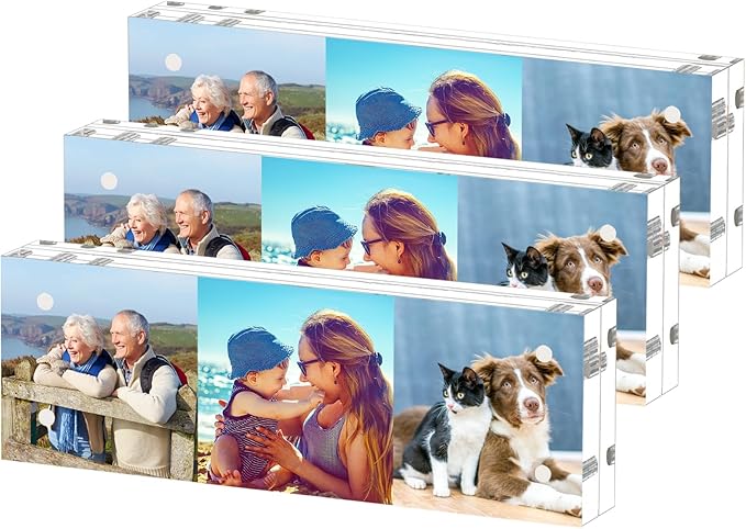HELPLEX Acrylic Frame, 3 Pack 2x6 Acrylic Picture Frames, 20mm Thicker by HELPLEX