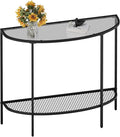 SAYGOER Glass Console Table 2 Tier Half Moon Entryway Table Modern Couch Table by Saygoer