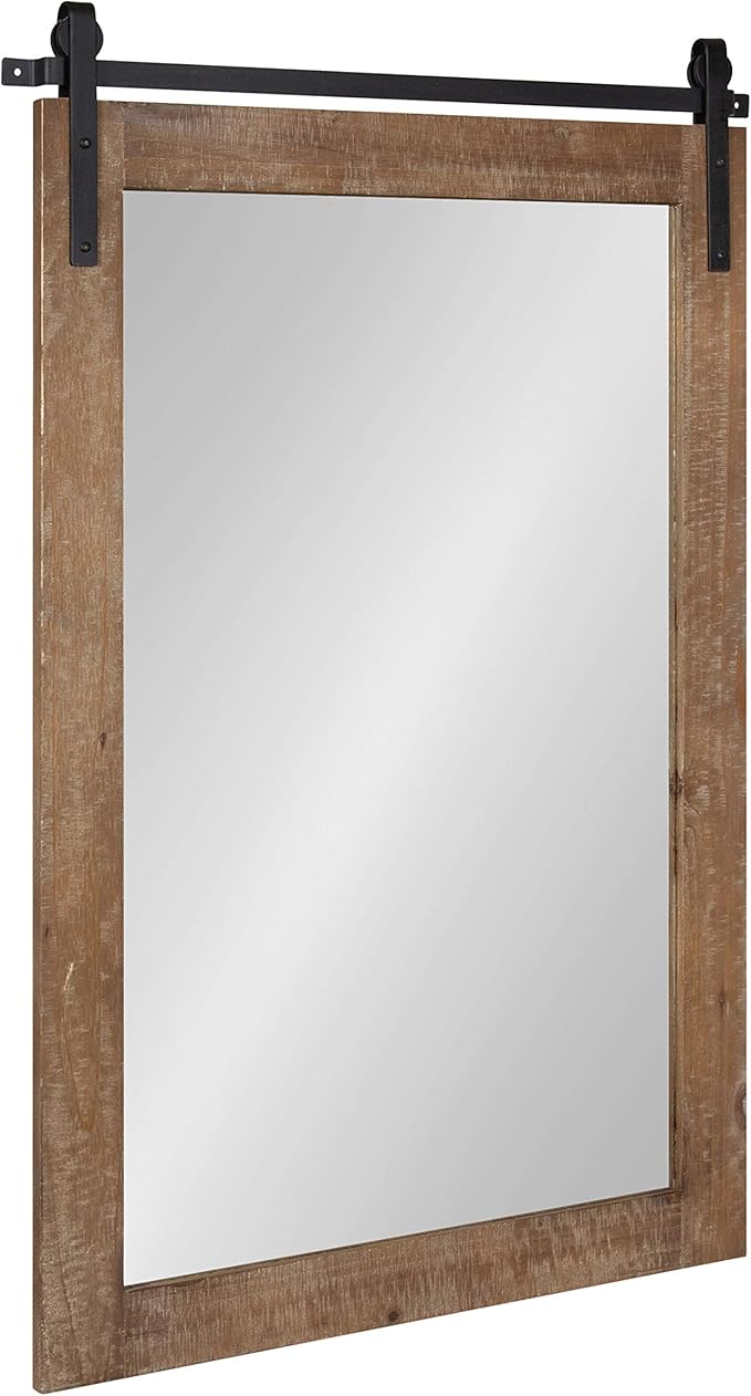 Kate and Laurel Cates Farmhouse Wood Framed Wall Mirror, 24 x 38, Rustic Brown by KateandLaurel
