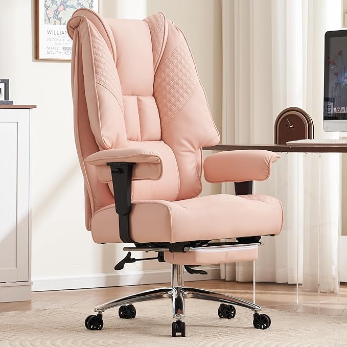 Big and Tall Office Chair 400lbs Wide Seat, Leather High Back Executive Office by EXCEBETOFFICECHAIR