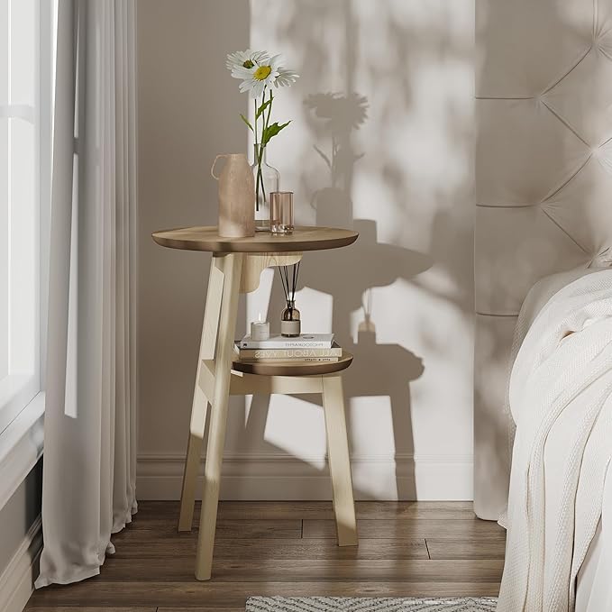 ChooChoo Round End Table for Small Spaces, Narrow Side Table, Accent Table - Image 6