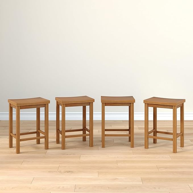 Grain & Grove Smith Collection Set of 4 Solid Wood Counter Height Bar Stools by GrainGrove