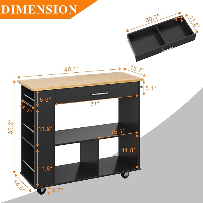 Shintenchi Kitchen Island on Wheels - Image 3