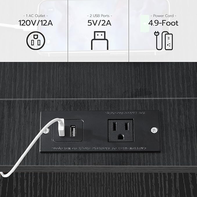 HOOBRO End Table with Charging Station, Narrow Side Table, Nightstand with 2 - Image 6
