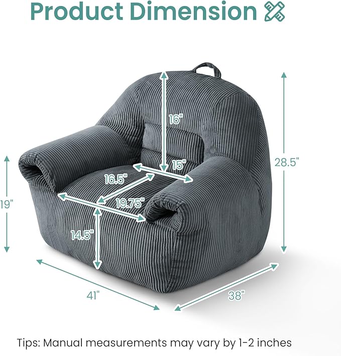 DAICO Bean Bag Chairs for Adults, Giant Bean Bag Chair Comfy Bean Bag Sofa - Image 2