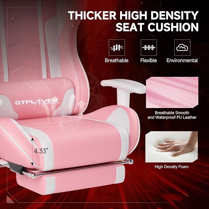 GTPLAYER Gaming Chair with Bluetooth Speakers and Footrest, Ergonomic Gamer - Image 7