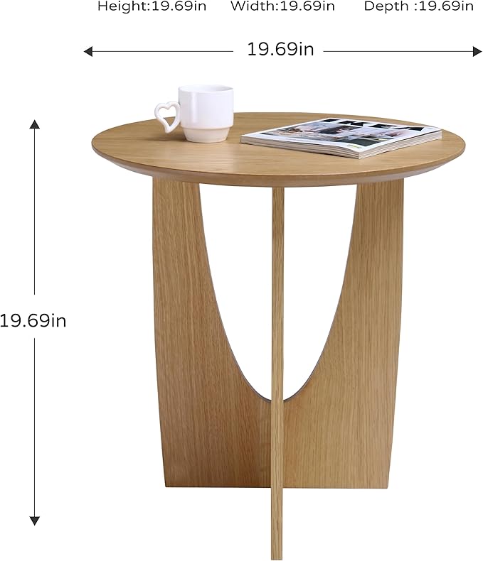 Get Set Style Round End Table Accent Side Table Circle Wood Corner Table Small - Image 3