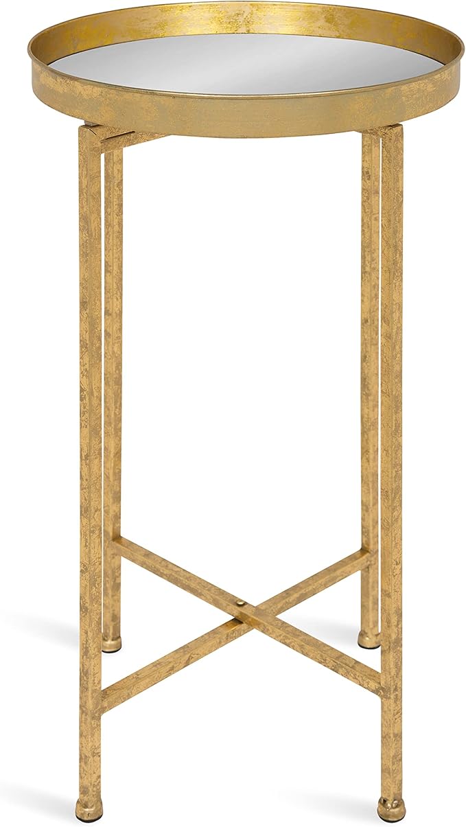 Kate and Laurel Celia Round Metal Foldable Accent Table - Image 4