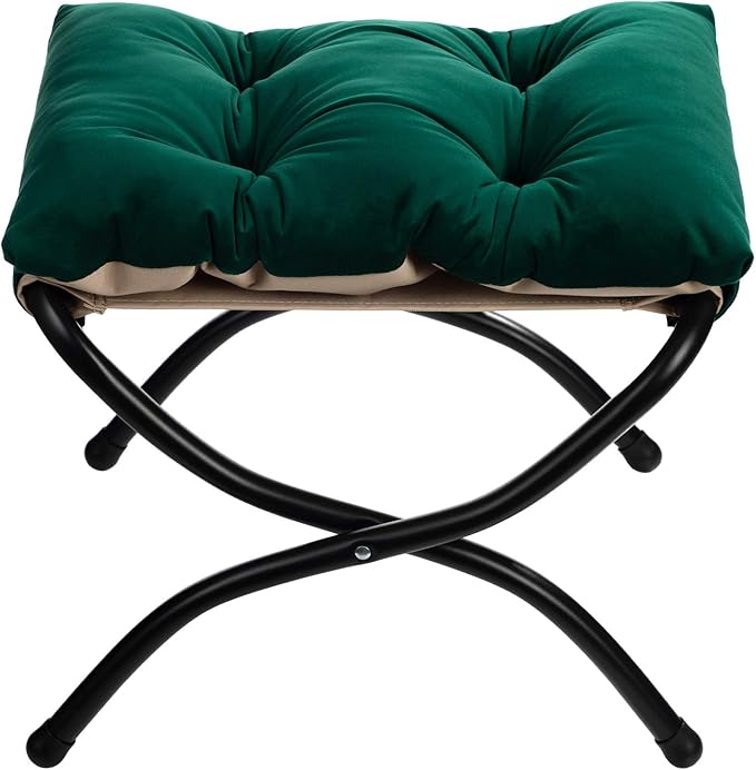 HollyHOME 15" Folding Footrest Stool, Upholstered Small Foldable Ottoman - Image 9