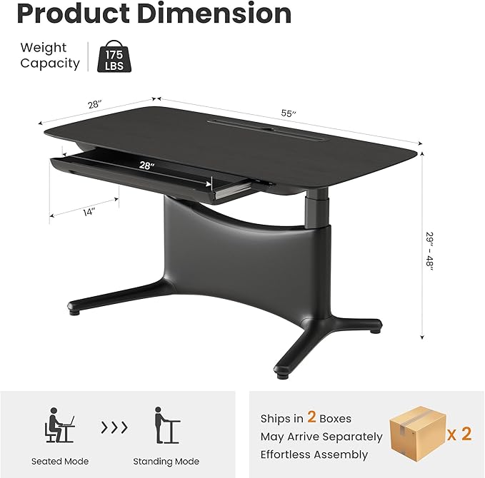 COLAMY Electric Adjustable Standing Desk – 48 x 28 Inch Sit Stand Desk - Image 2