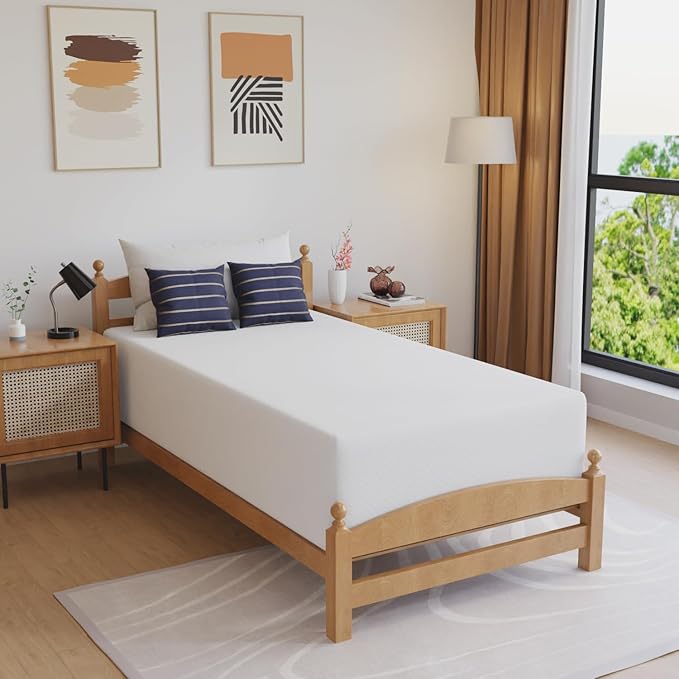 FDW | 14 Inch Twin Mattress | Medium Firm | Gel Memory Foam Mattress | White | by FDW