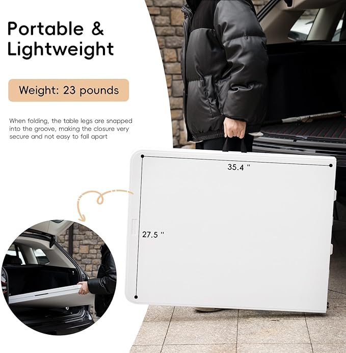 Folding Table 6FT HDPE 6 Foot Foldable Table Portable Banquet Surface - Image 4