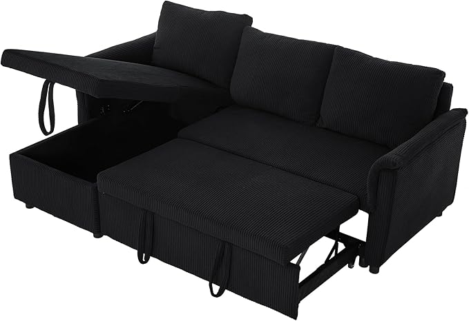 Ball & Cast L-Shape Reversible Sectional Sleeper Sofa Bed 4 in 1 Pull Out Couch - Image 8