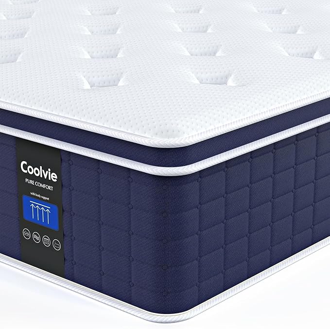 Coolvie King Size Mattress 14 Inch, Hybrid King Mattress in a Box, Medium Firm by COOLVIE