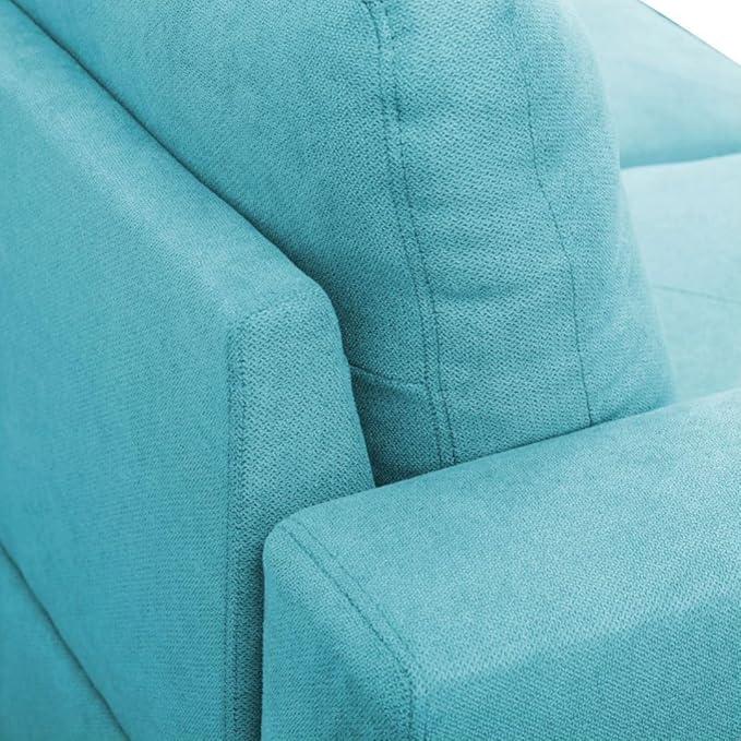 Light Blue L-Shaped 3-Piece Linen Sofa - Image 5