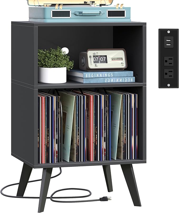 Record Player Stand, 3-Tier Side End Table by Yzosvki