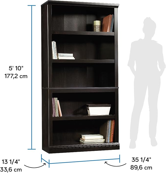 Sauder Miscellaneous Storage 5 Bookcase/Book Shelf, L: 35.28" x W: 13.23" x H: - Image 3