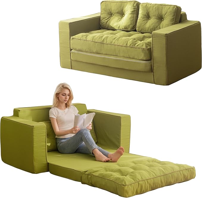 YOSHOOT Loveseat Sleeper Sofa, 3-in-1 Pull Out Floor Couch by YOSHOOT