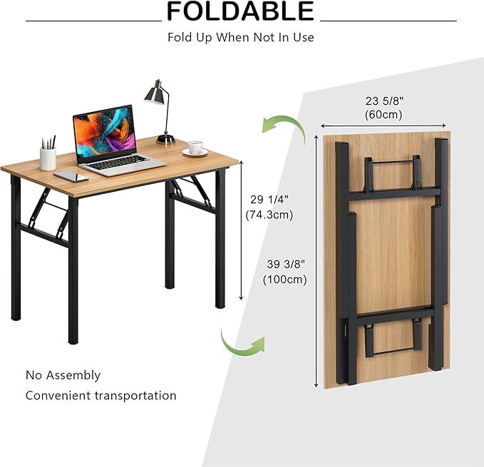 Need Folding Desk for Home Office 39-3/8'' Length Modern Folding Table Computer - Image 3