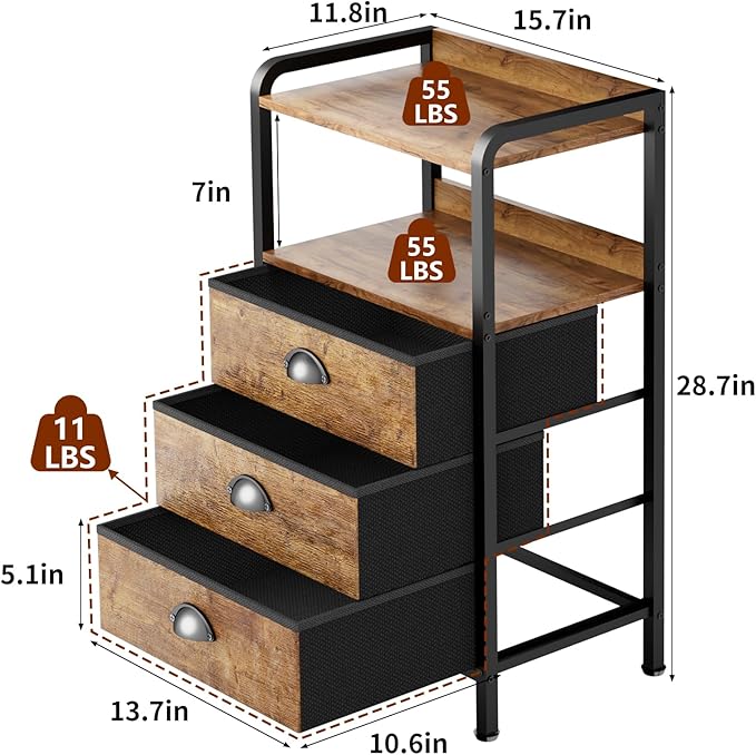 Night Stand Bedside Storage Drawers Bed Side Table Drasser Organizer Nightstand - Image 3