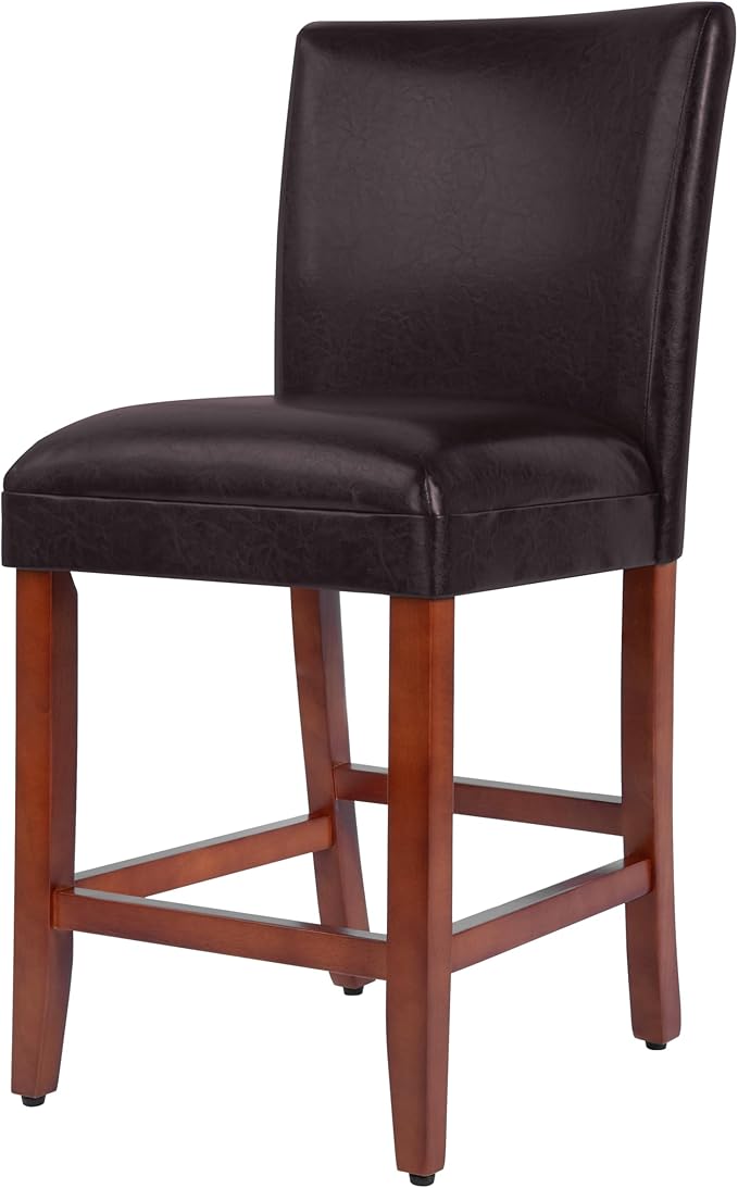 Homepop Home Decor | Classic Counter Height Bar Stools | Faux Leather 24 Inch by HomePop