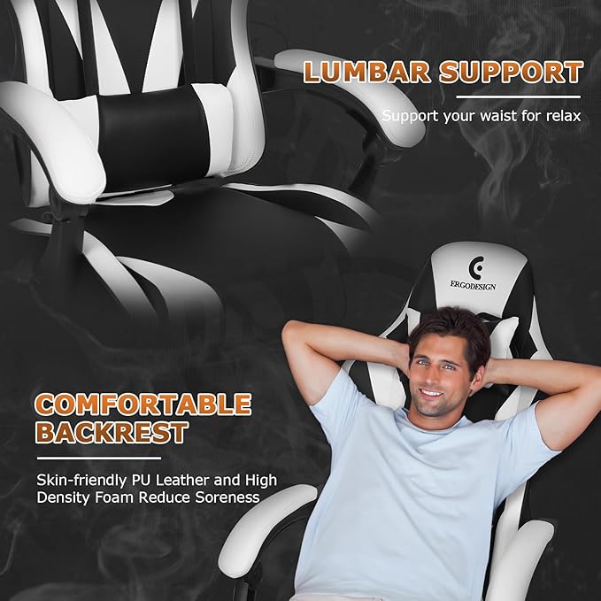 Gaming Chair with Linkage Armrest & Footrest, High Back Video Gaming Chair - Image 7