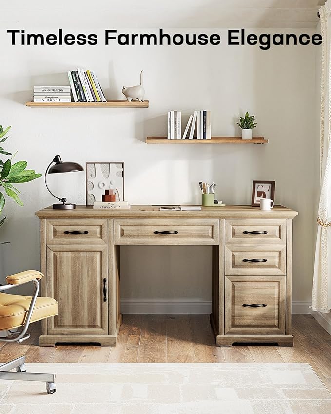Marsail 60″ Farmhouse Executive Desk, Home Office Desk - Image 8
