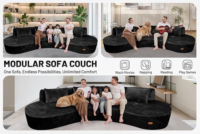 Homguava 130'' Modular Sectional Sofa, Curved Modern Sofa - Image 6