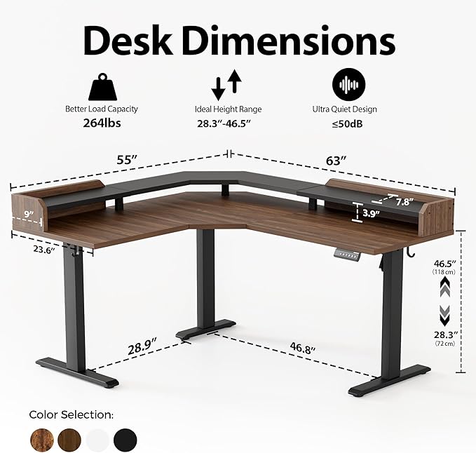 Agilestic L Shaped Standing Desk, Adjustable Height Corner Gaming Desk - Image 2