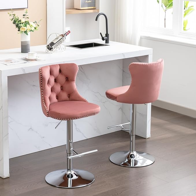 PacknWood Acosure Swivel Velvet Barstools Adjusatble Seat Height from 25-33" by Unknown