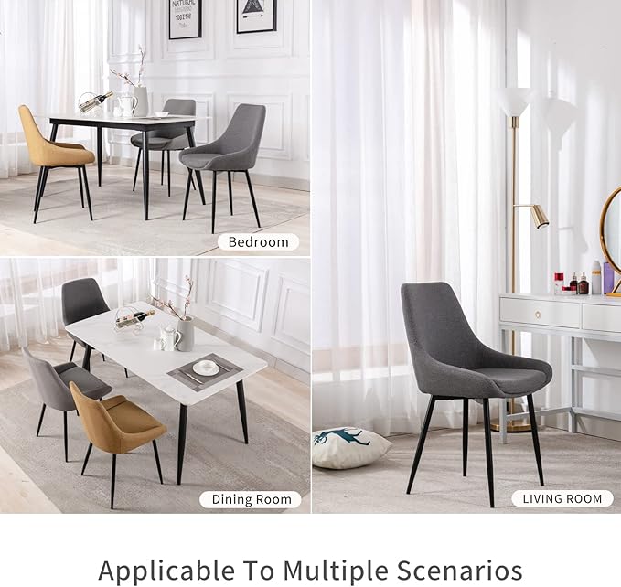Modern Dining Chairs Set of 2, Shell Upholstered Chair - Image 7