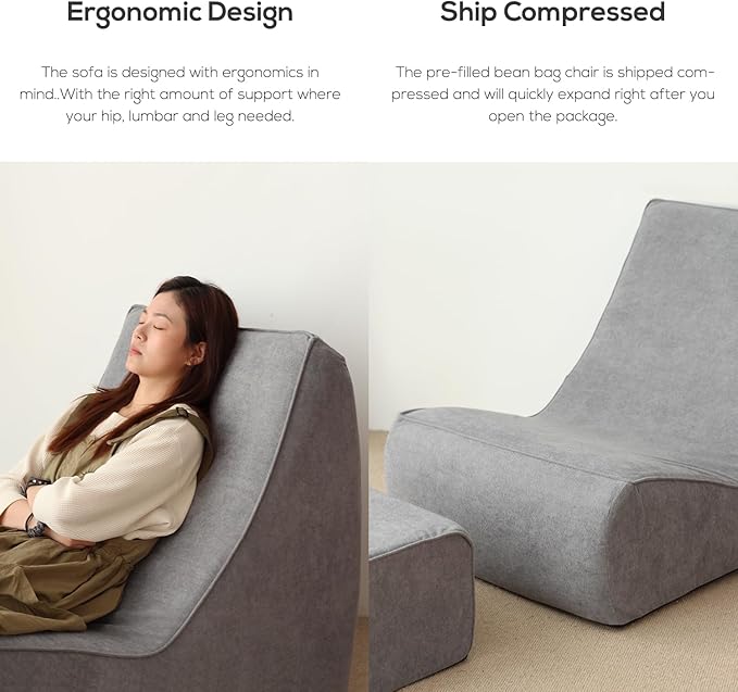 N&V Bean Bag Chair Single Seated Foam Sofa Armless Floor Sofa - Image 6