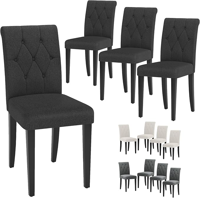 Upholstered Dining Chairs Set of 2, Button Tufted Parsons Dining Chair - Image 7