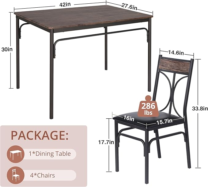 VECELO Kitchen Dining Room Table Set - Image 7